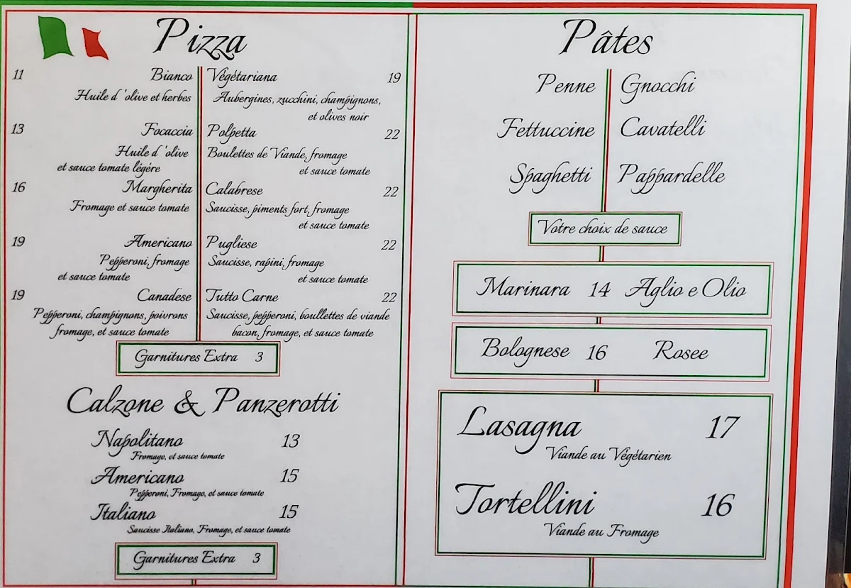 Menu, Trattoria Sapori di Puglia