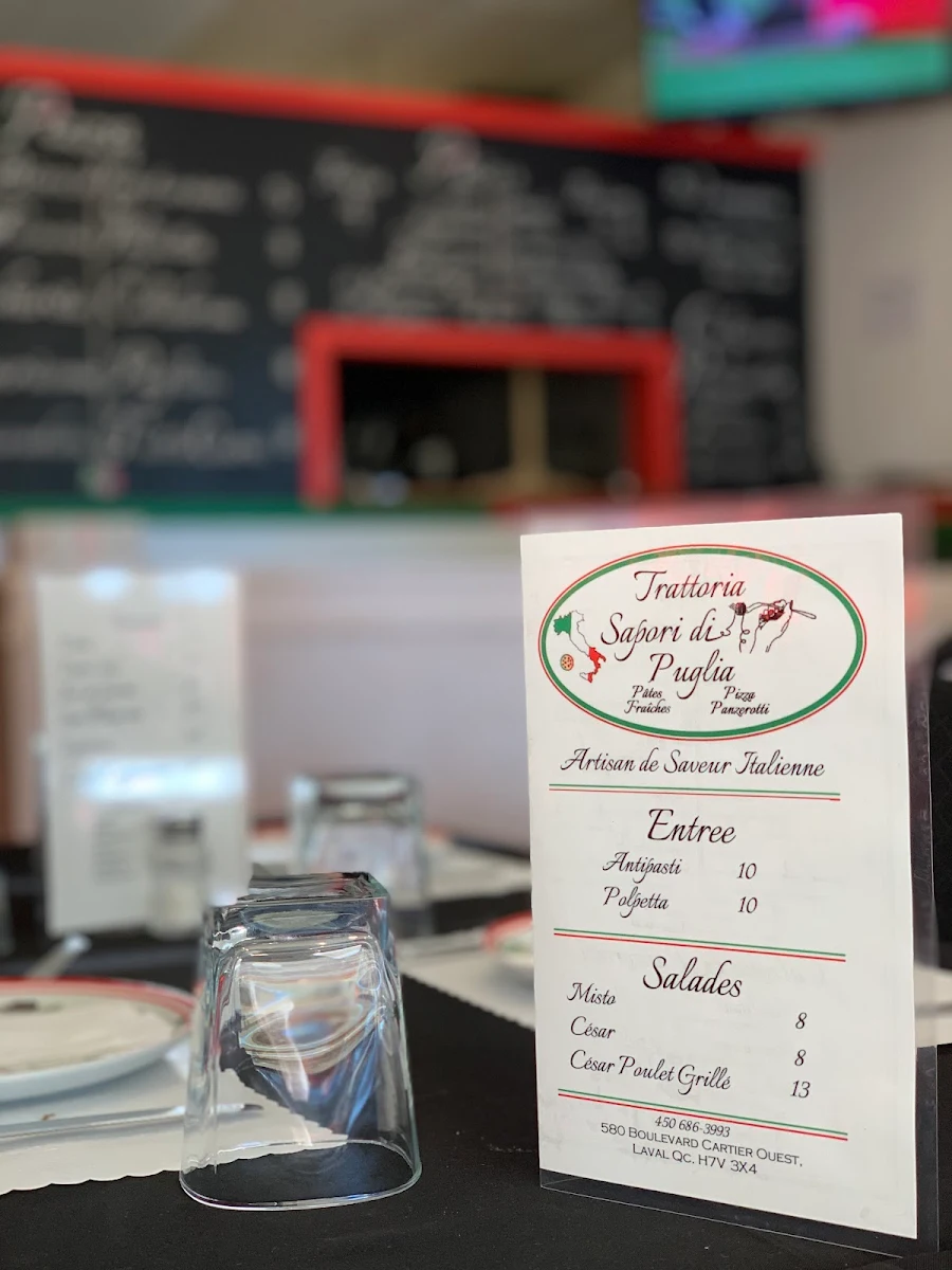Menu, Trattoria Sapori di Puglia