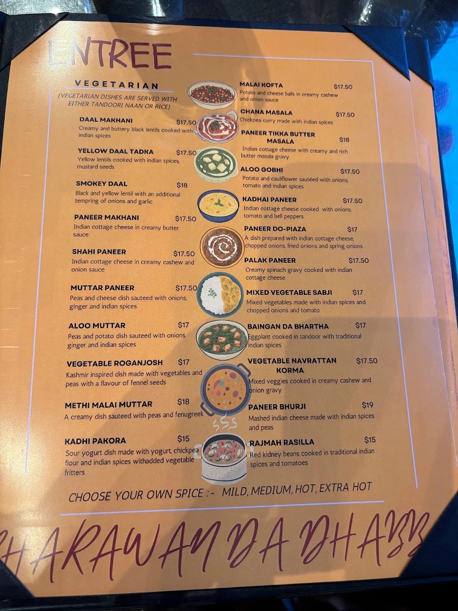 Menu, Bharawan Da Dhaba Indian Cuisine