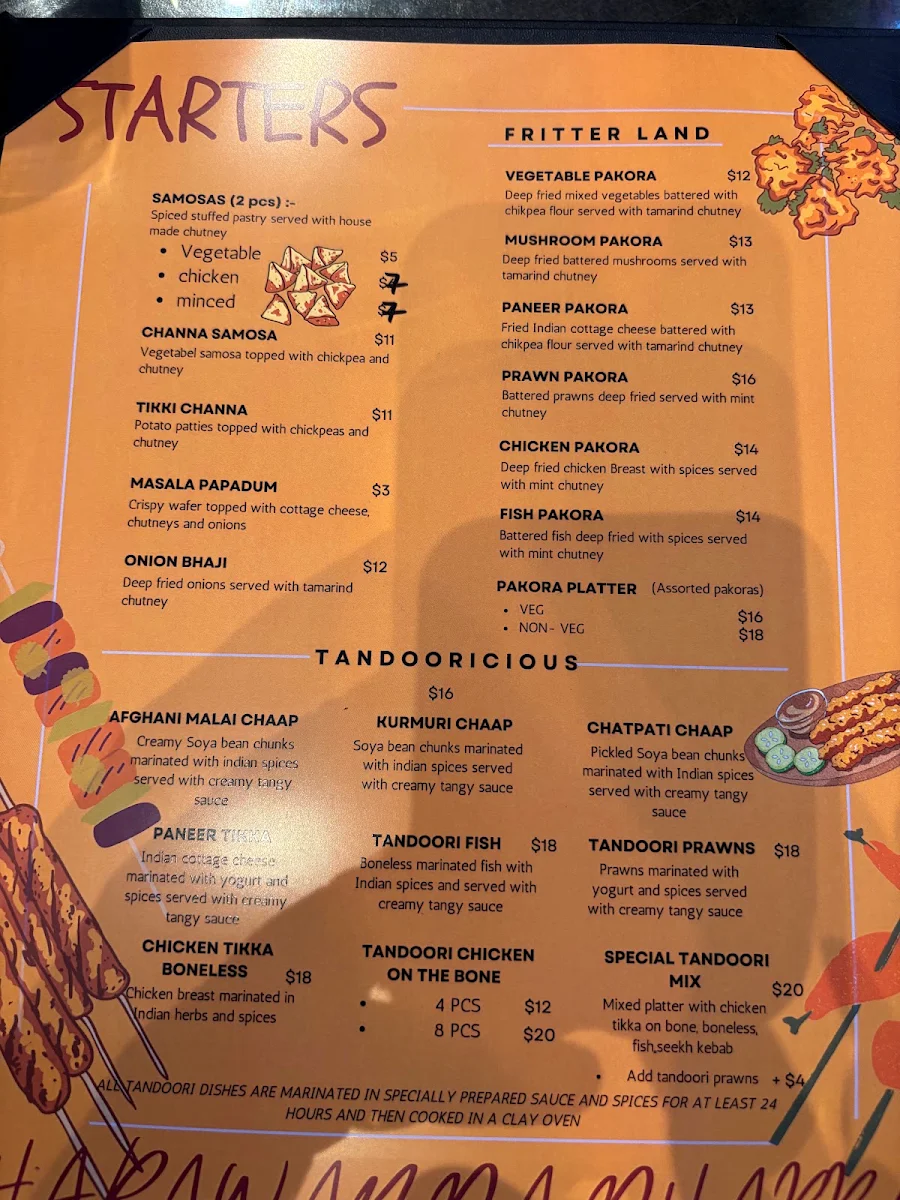 Menu, Bharawan Da Dhaba Indian Cuisine