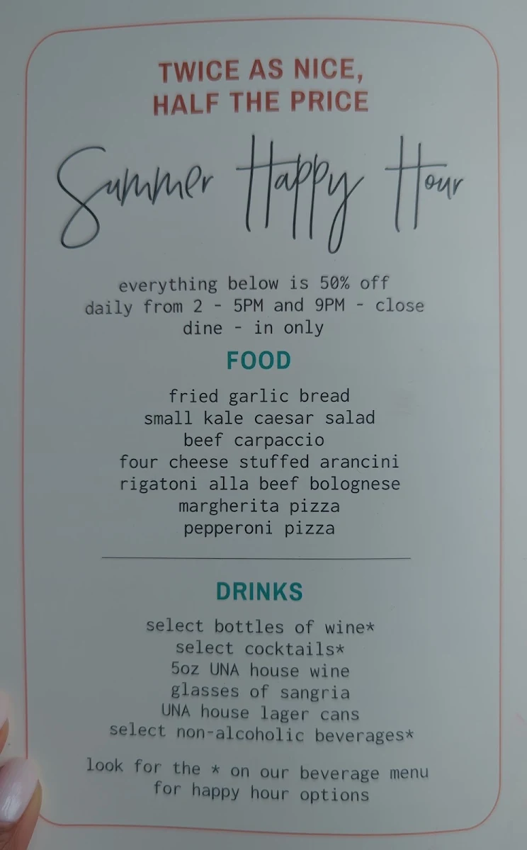 Menu, UNA pizza + wine Calgary: Broadcast
