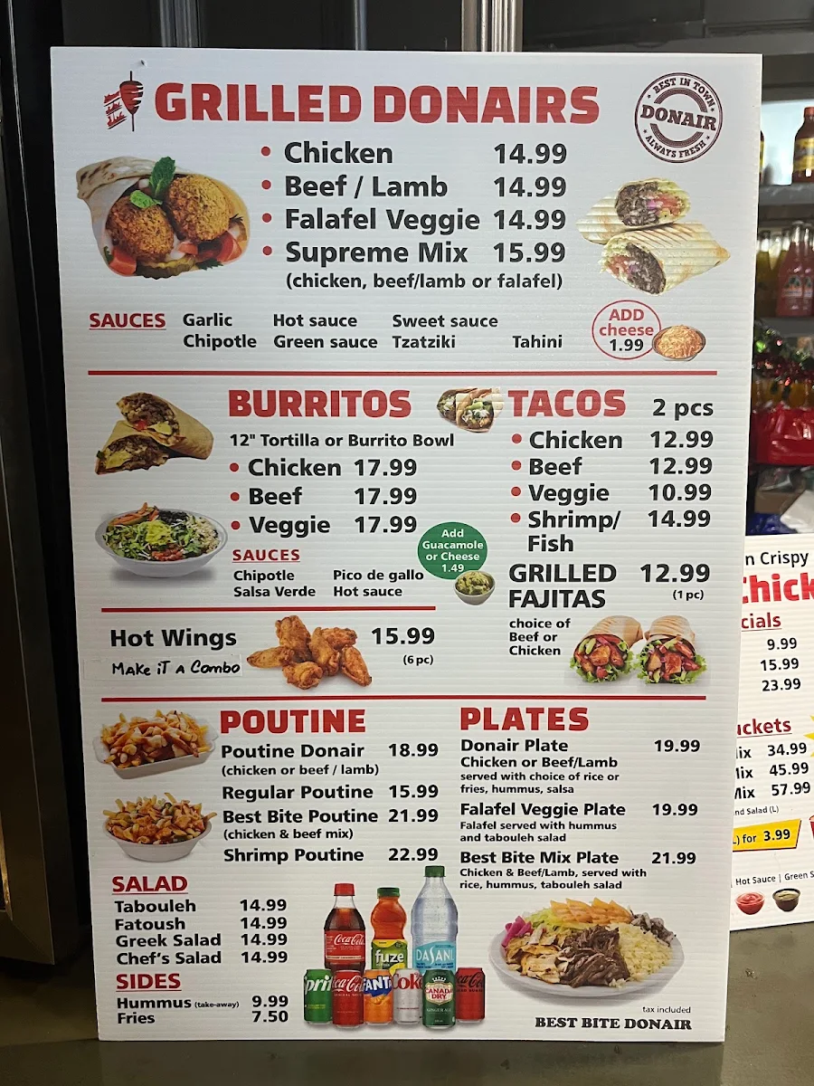 Menu, BEST BITE DONAIR