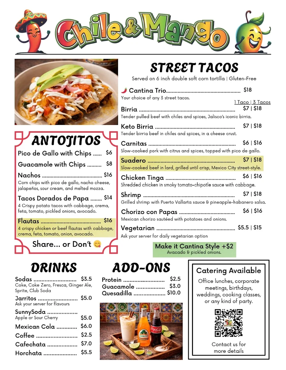 Menu, Chile N Mango