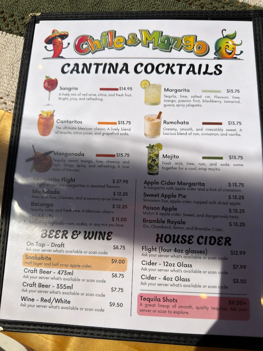 Menu, Chile N Mango