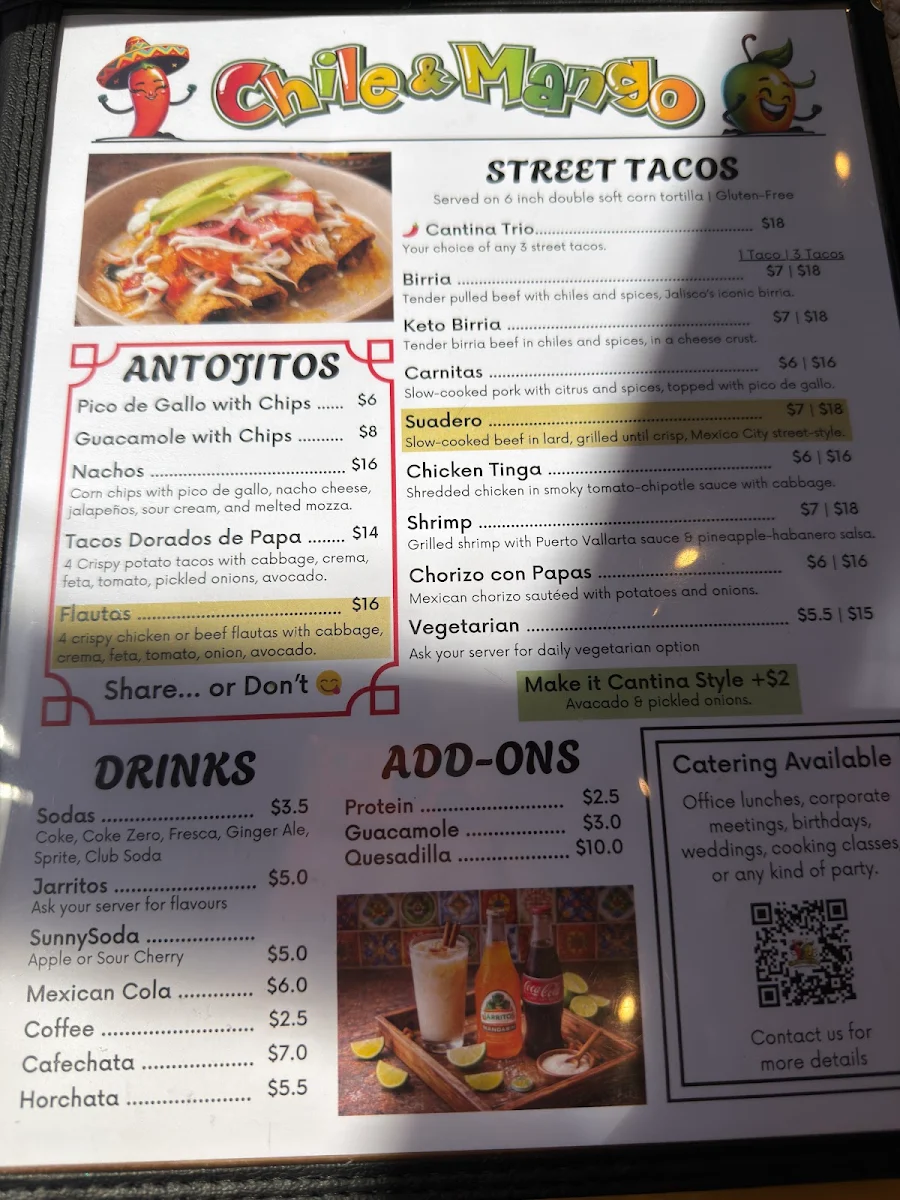 Menu, Chile N Mango