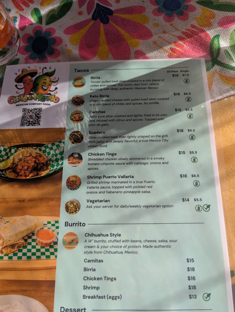 Menu, Chile N Mango