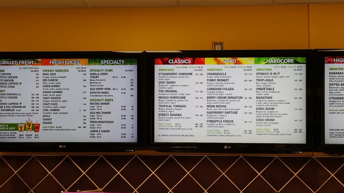 Menu, Booster Juice