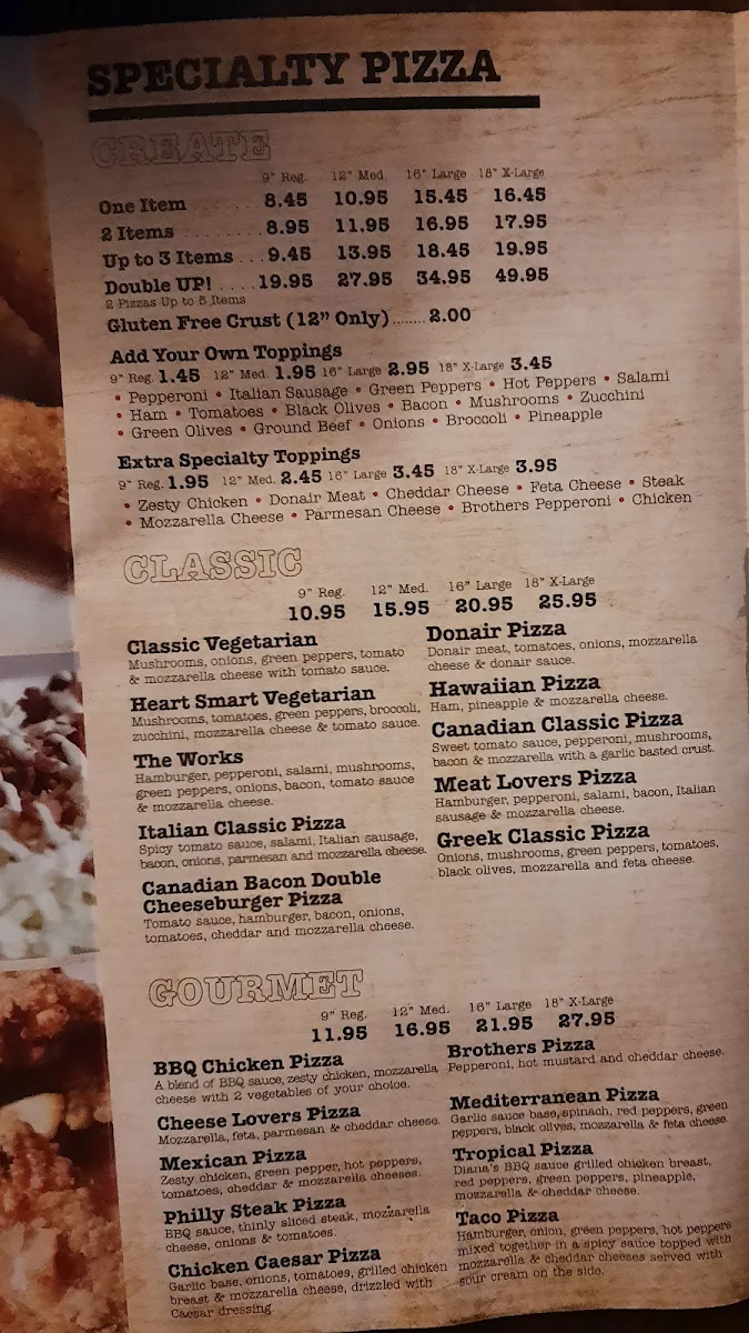 Menu, Randy's Pizza & Donair