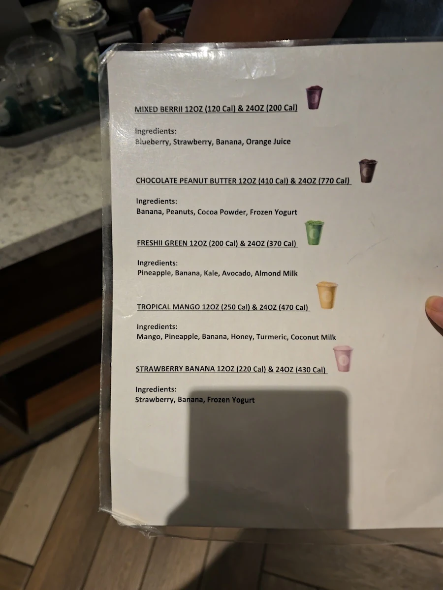 Menu, Freshii
