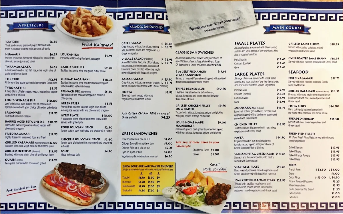Menu, Loui's Kouzina