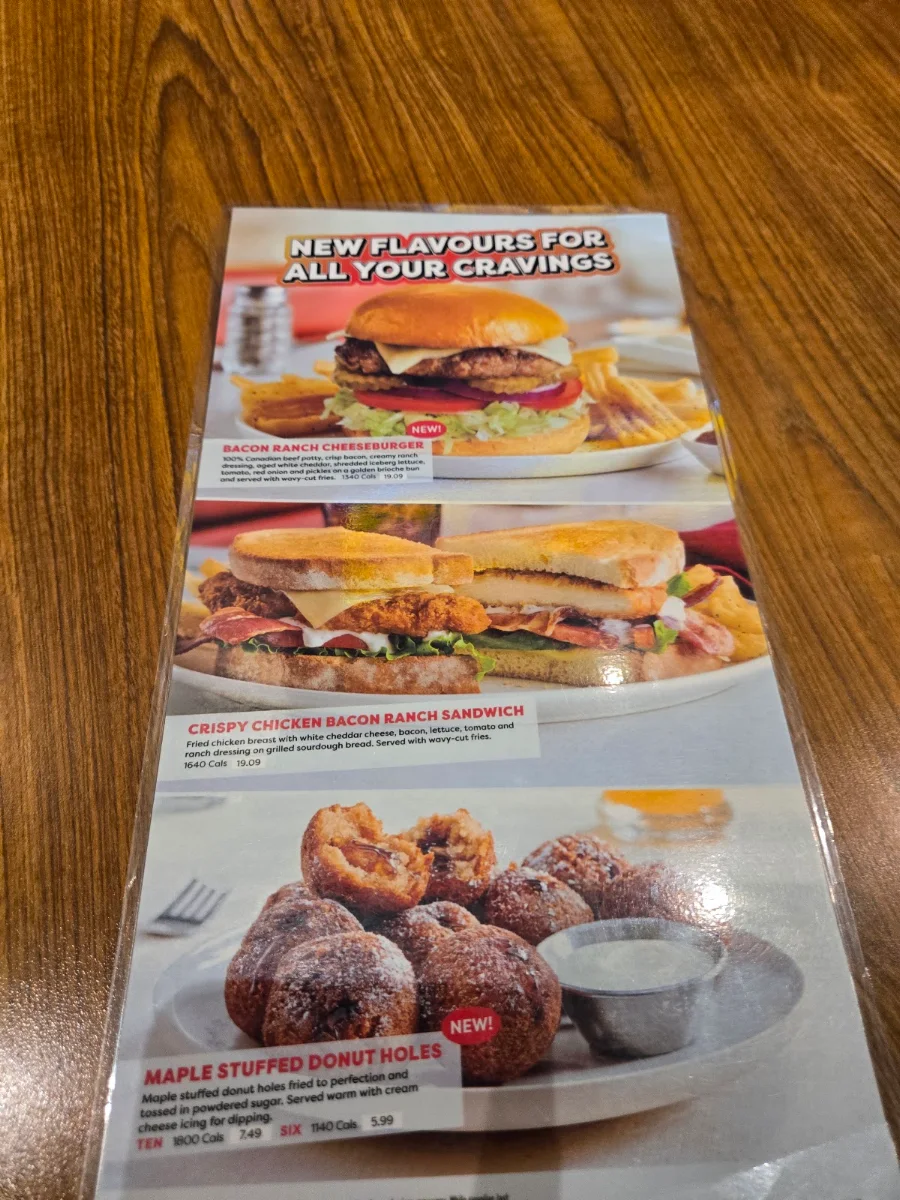 Menu, Denny's Restaurant Pembina Rd