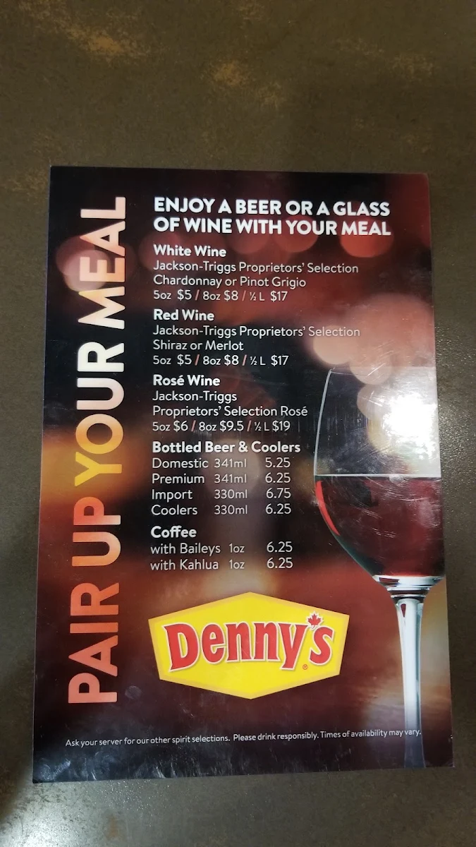 Menu, Denny's Restaurant Pembina Rd