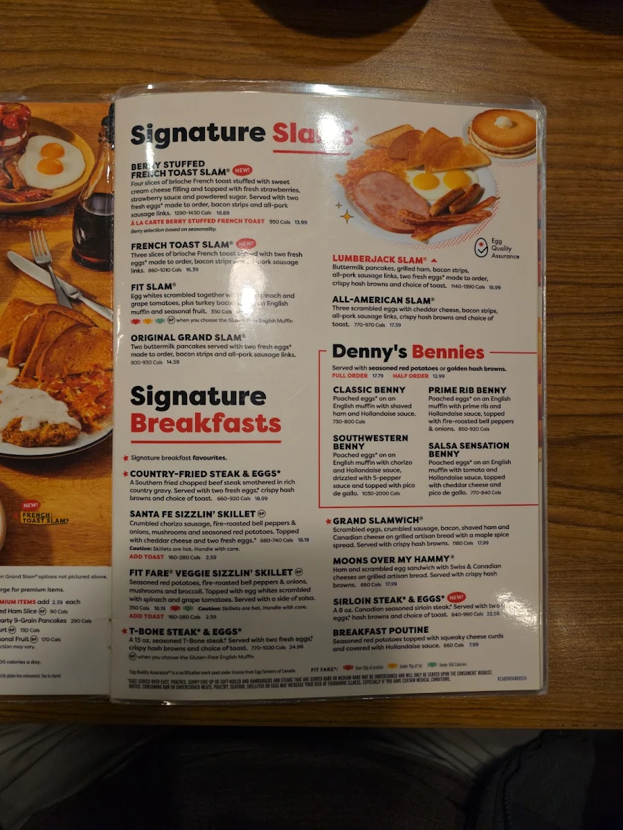 Menu, Denny's Restaurant Pembina Rd