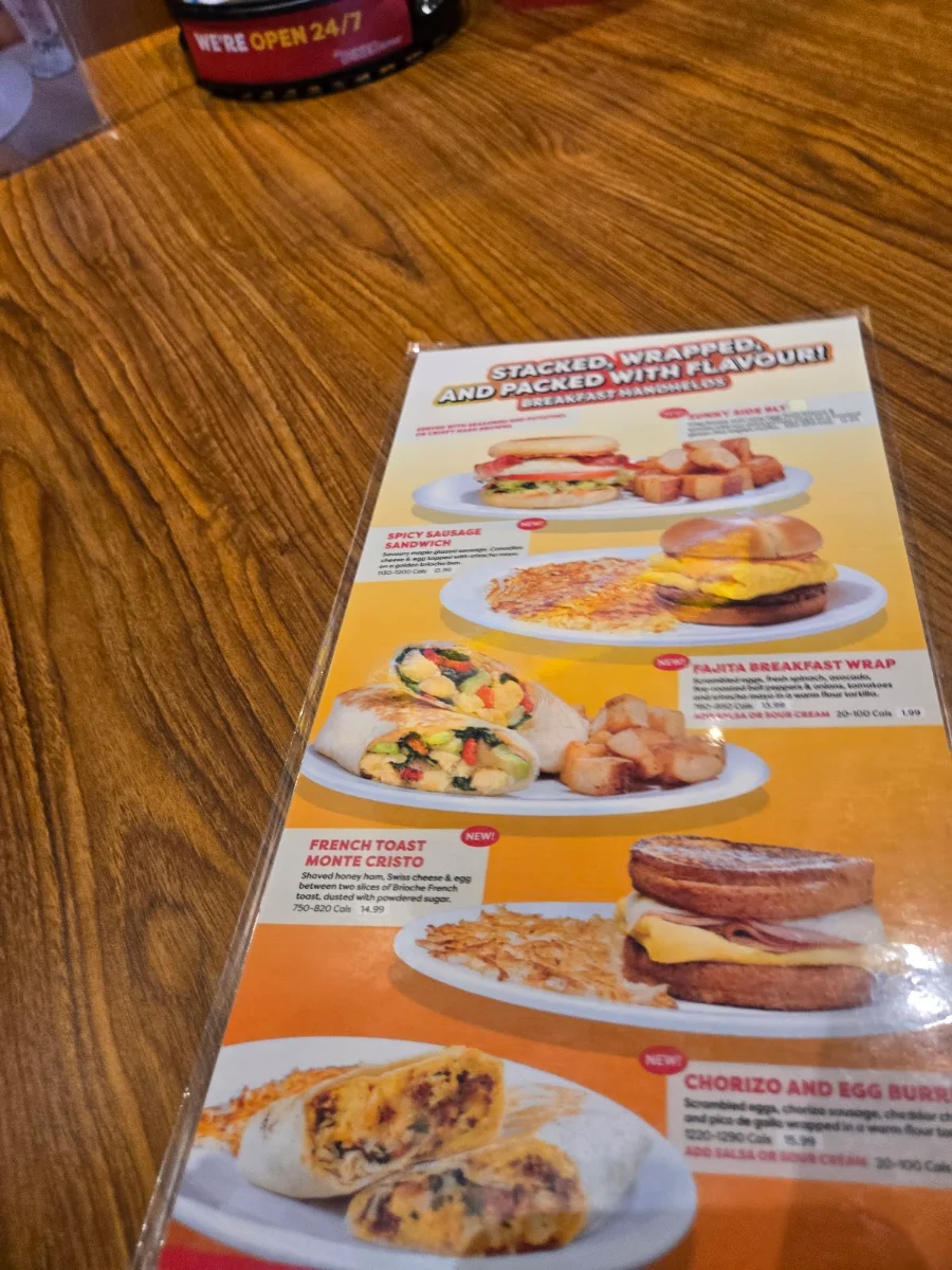 Menu, Denny's Restaurant Pembina Rd