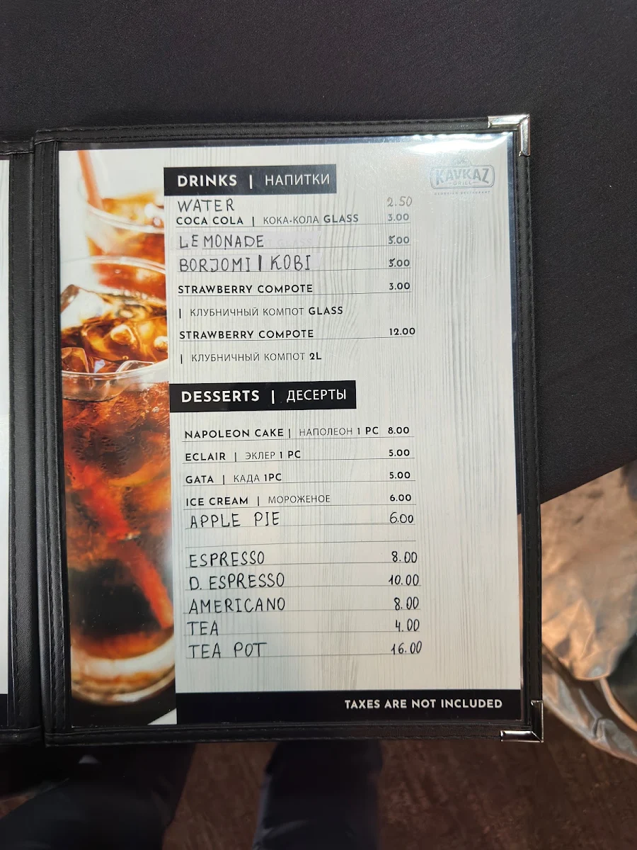 Menu, Kavkaz Grill Georgian Restaurant