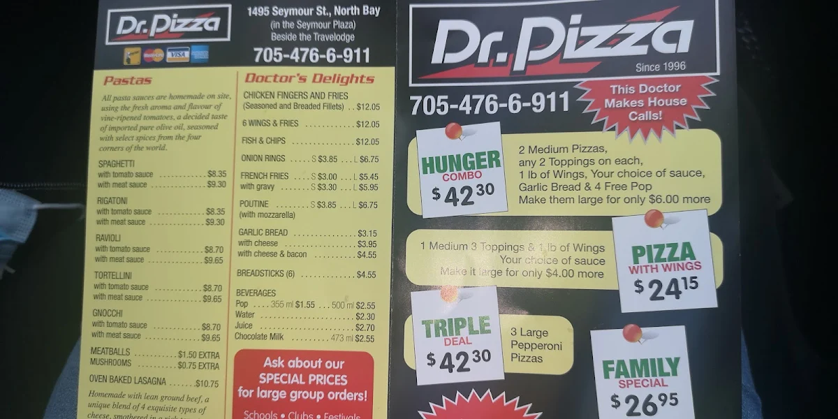Menu, Dr Pizza