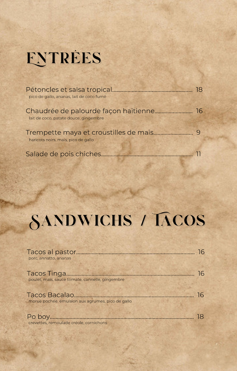 Menu, Le Hollandais Volant