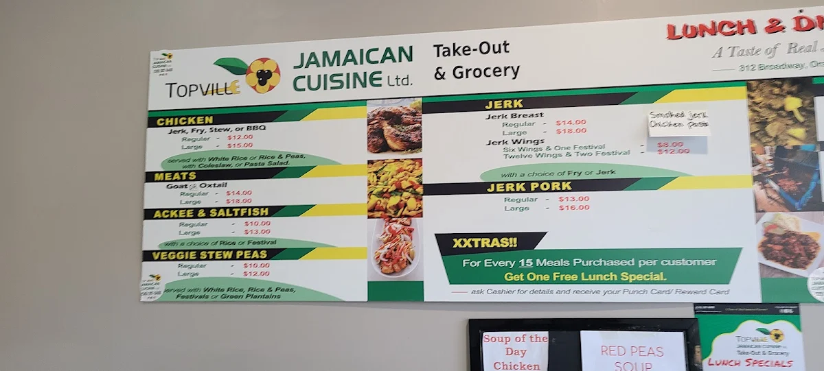Menu, Topville Jamaican Cuisine