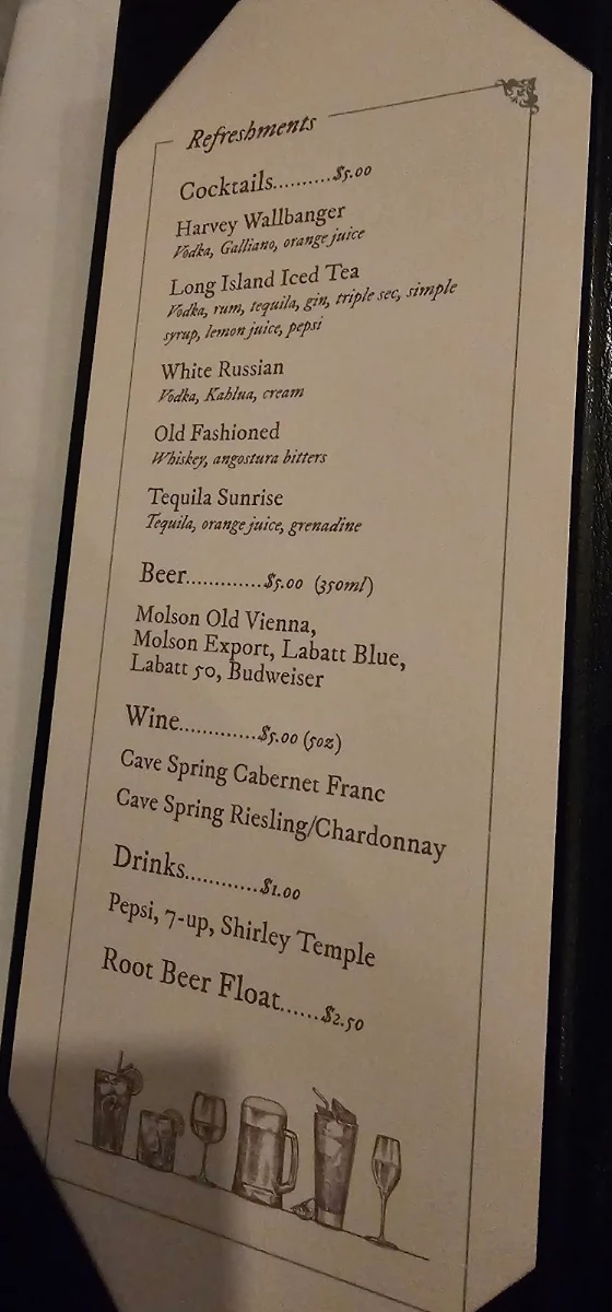 Menu, Ancaster Mill