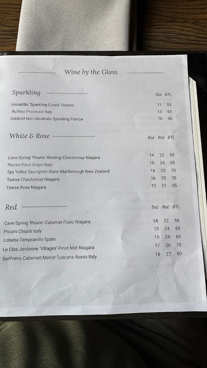 Menu, Ancaster Mill