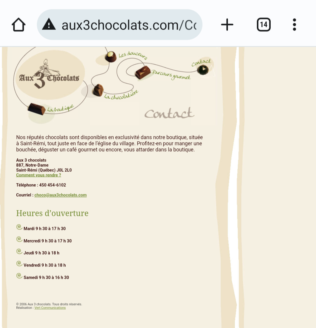 Menu, Aux 3 Chocolats