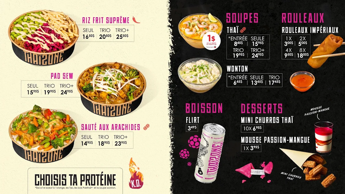 Menu, Thaïzone