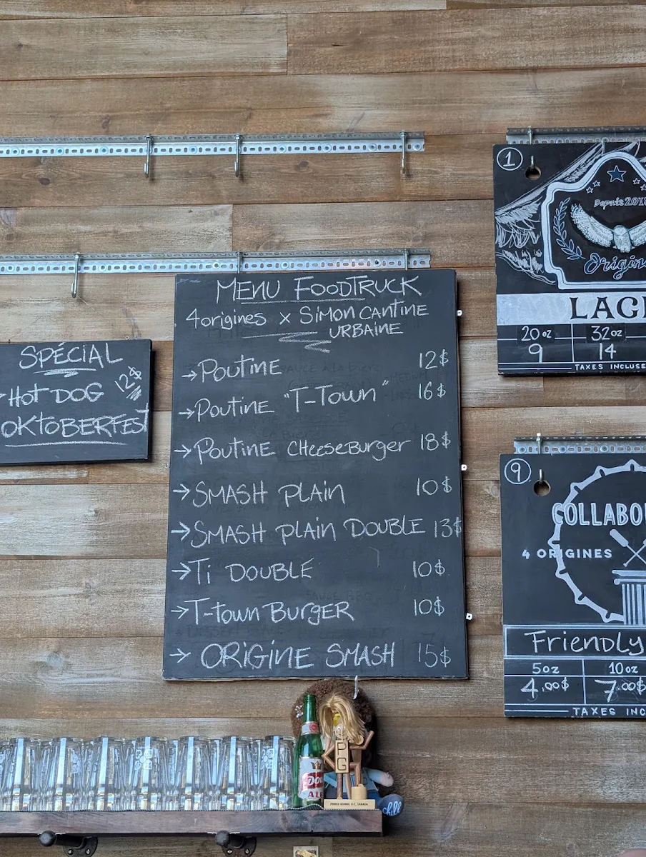 Menu, 4 Origines - Microbrasserie / Pointe-St-Charles