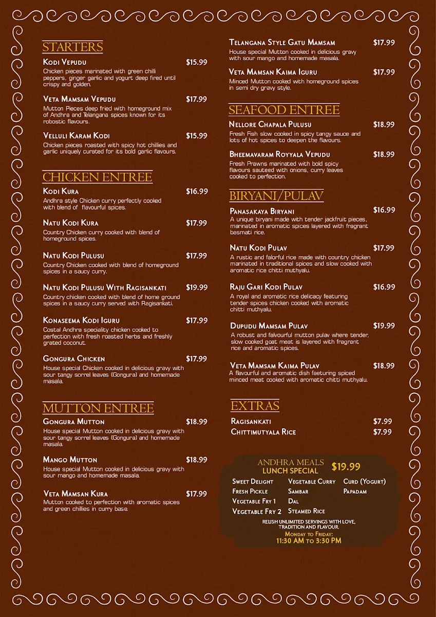 Menu, Biryani N BarBQ
