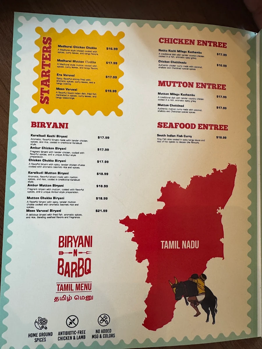 Menu, Biryani N BarBQ
