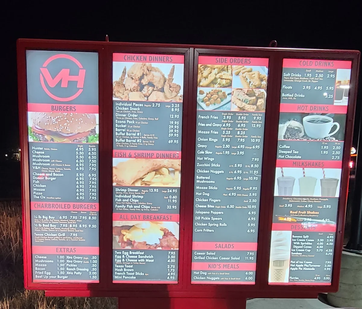 Menu, V & H Drive-In