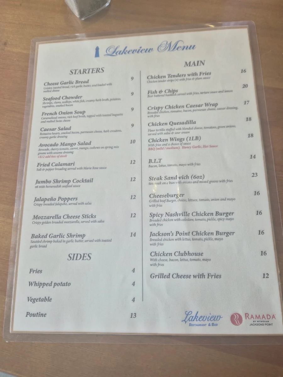 Menu, lakeview-restaurant