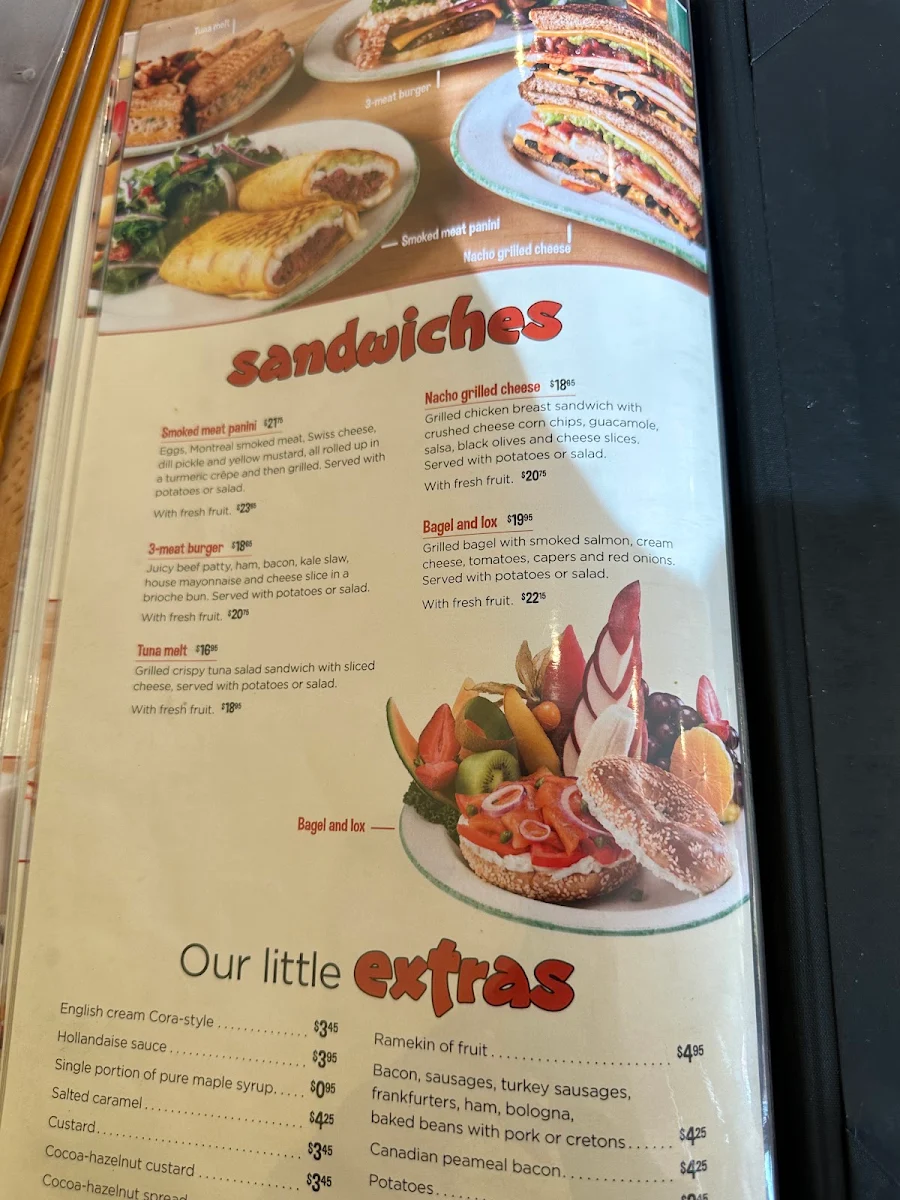 Menu, Cora Breakfast and Lunch