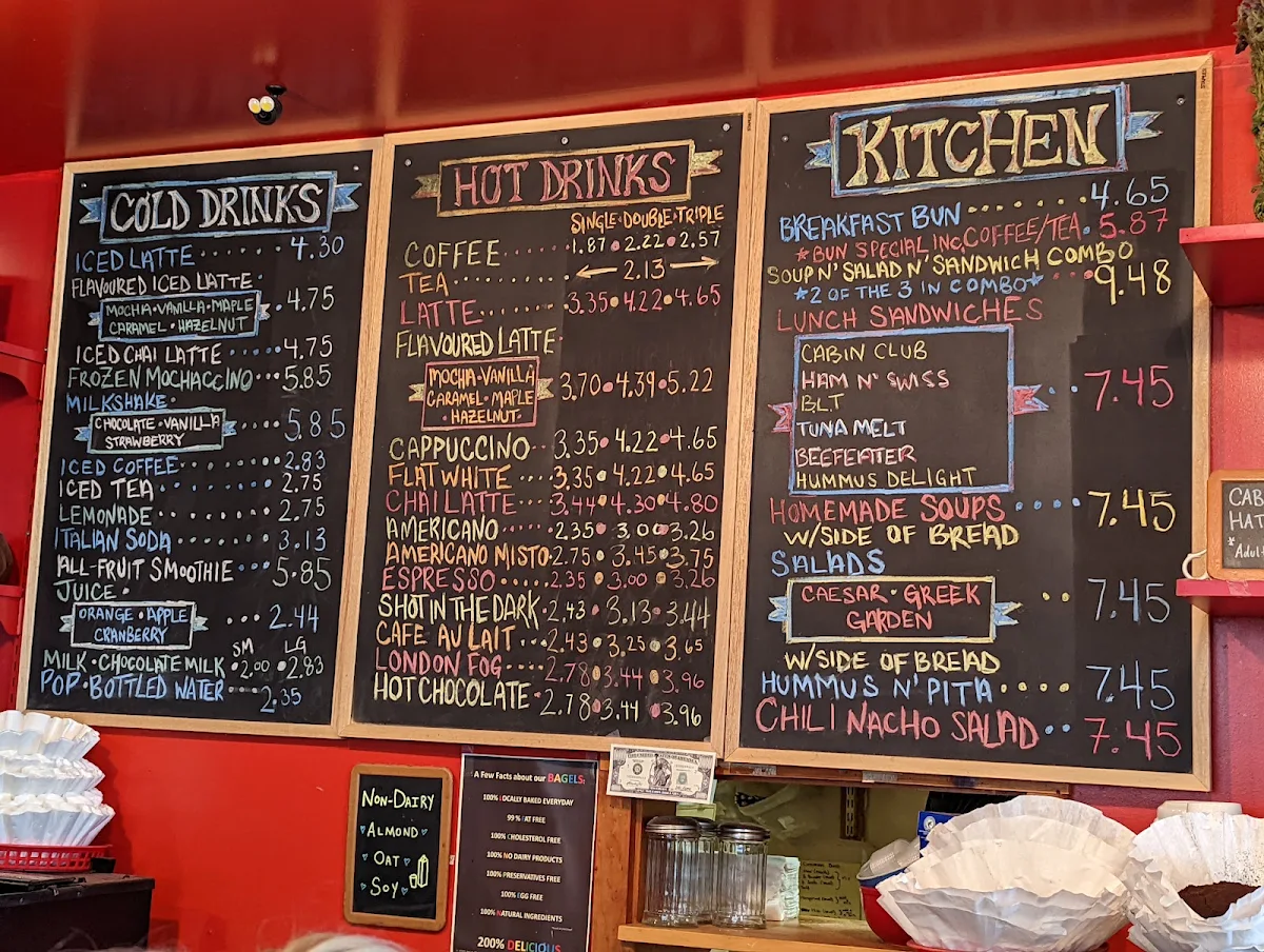 Menu, Cabin Coffee