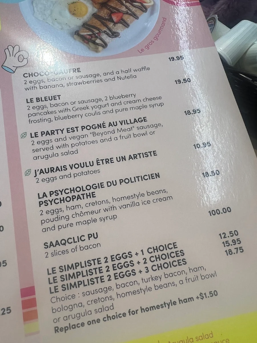Menu, L'Œufrier (Île Perrot)