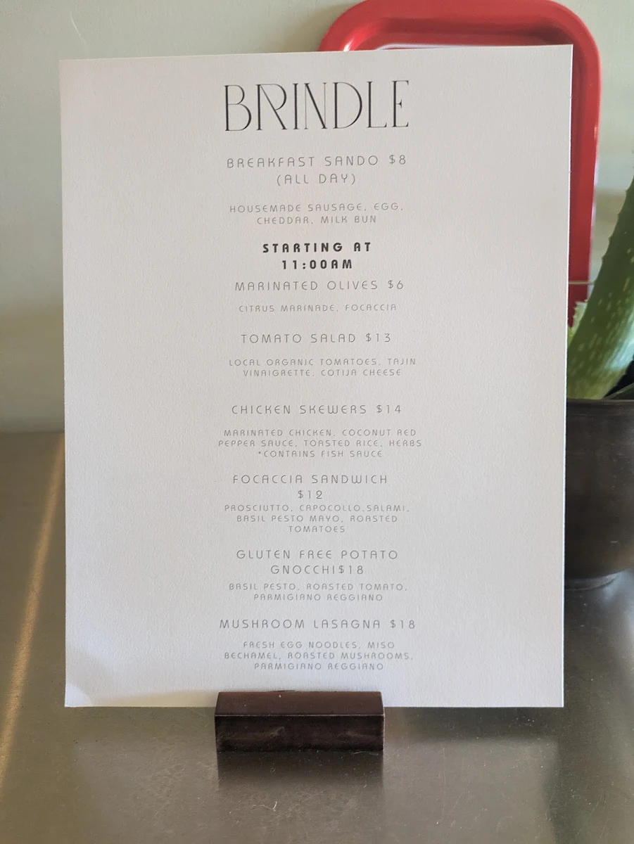 Menu, Brindle