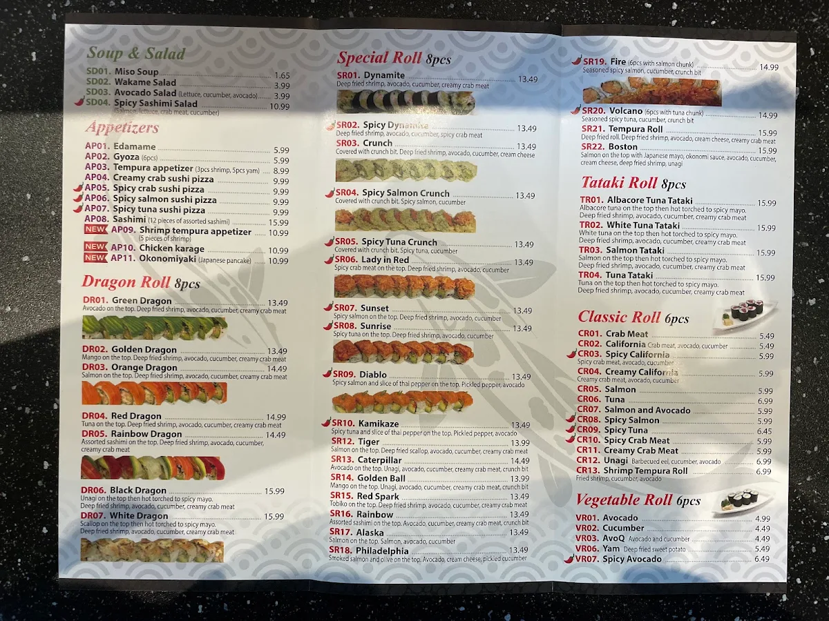 Menu, VIPS Sushi