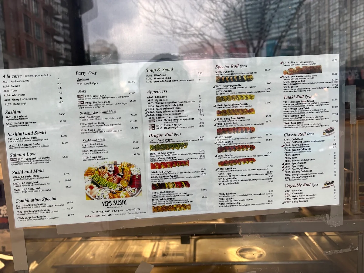 Menu, VIPS Sushi