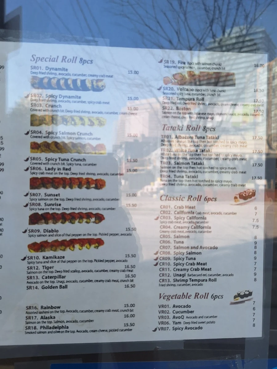 Menu, VIPS Sushi