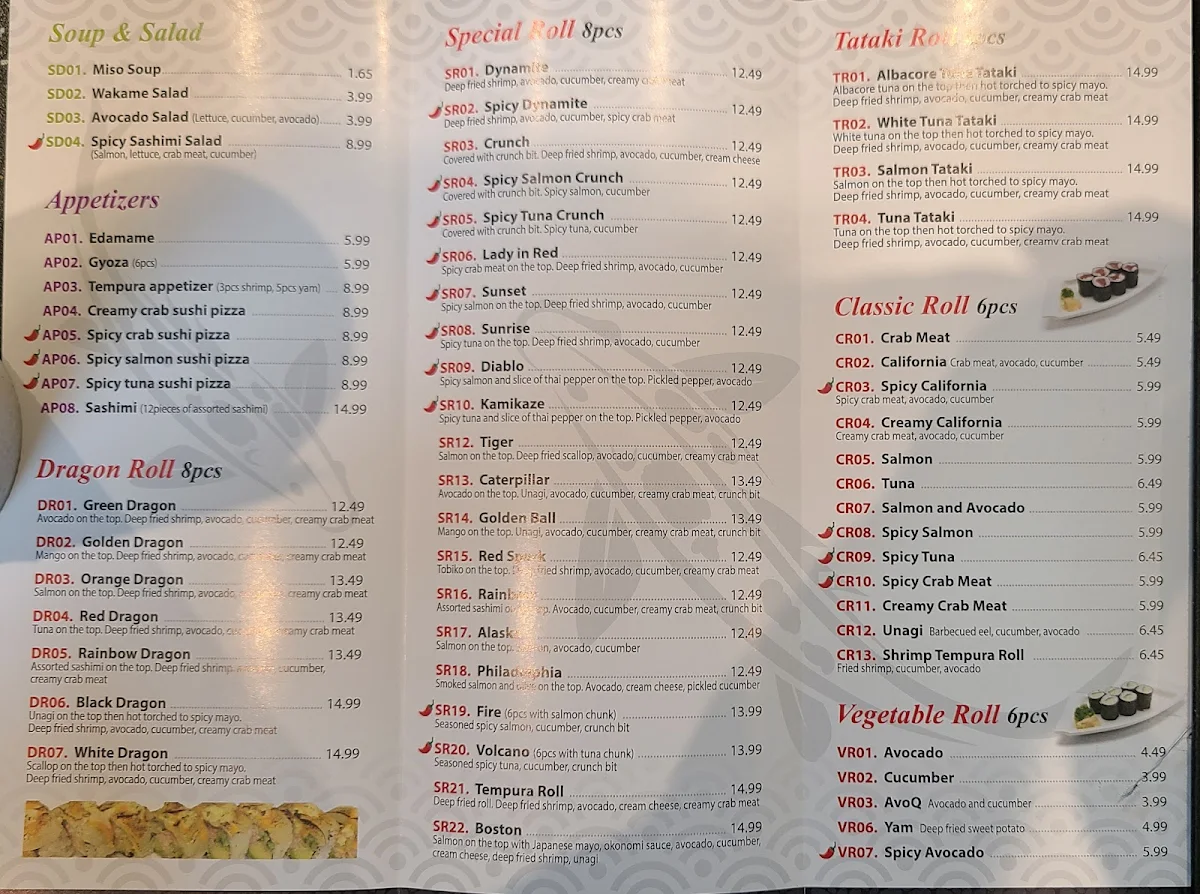 Menu, VIPS Sushi