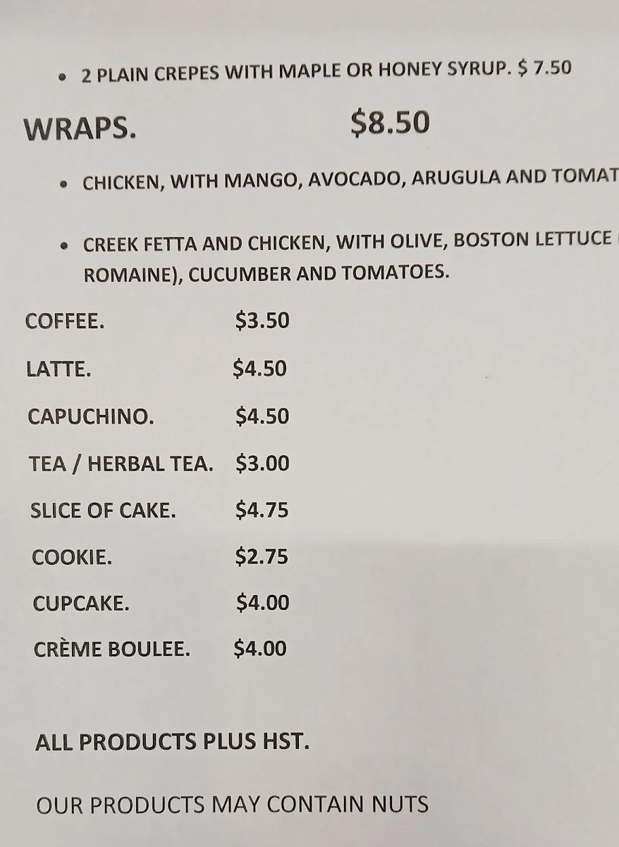 Menu, Cafe and catering ,,COBRA,,