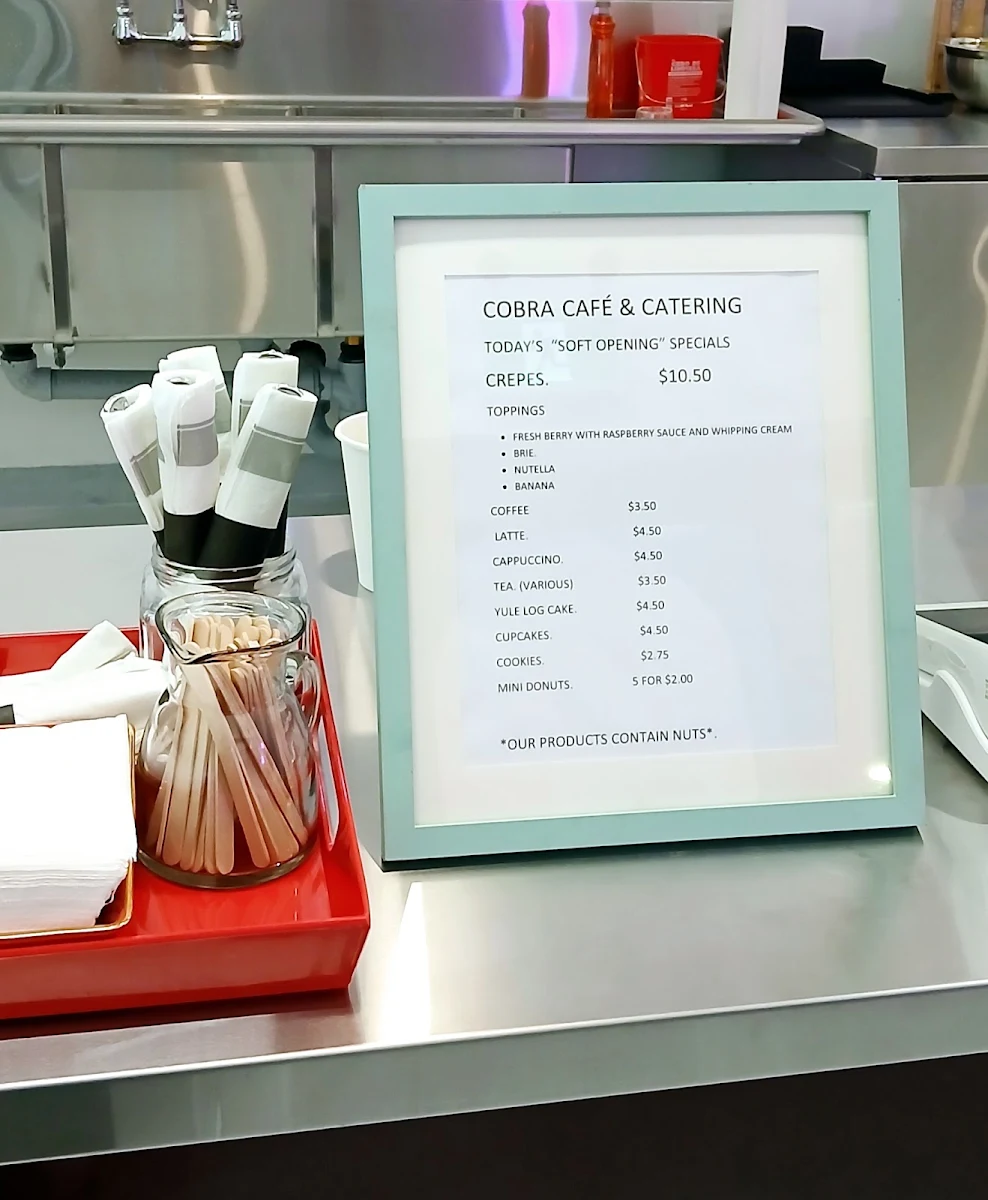 Menu, Cafe and catering ,,COBRA,,
