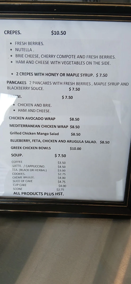 Menu, Cafe and catering ,,COBRA,,