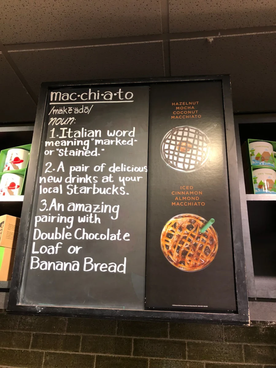 Menu, Starbucks