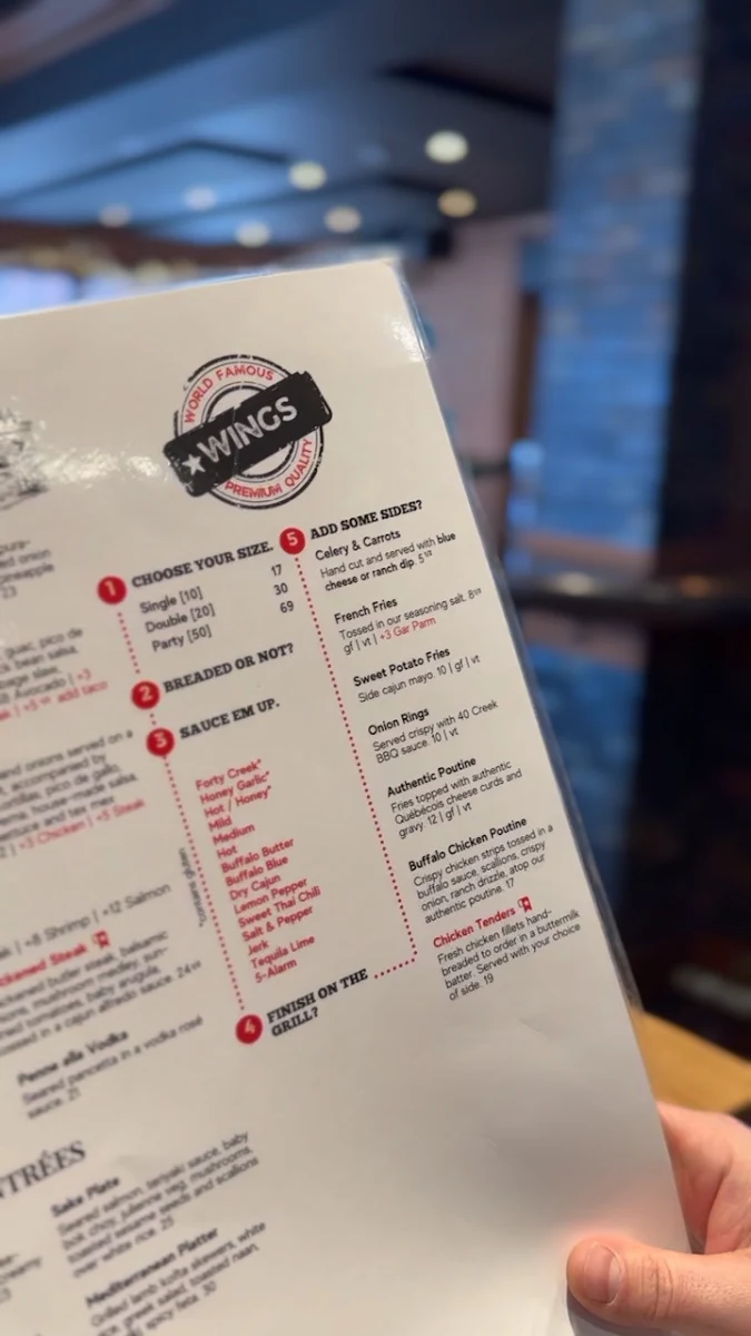 Menu, Pump House Grille Co
