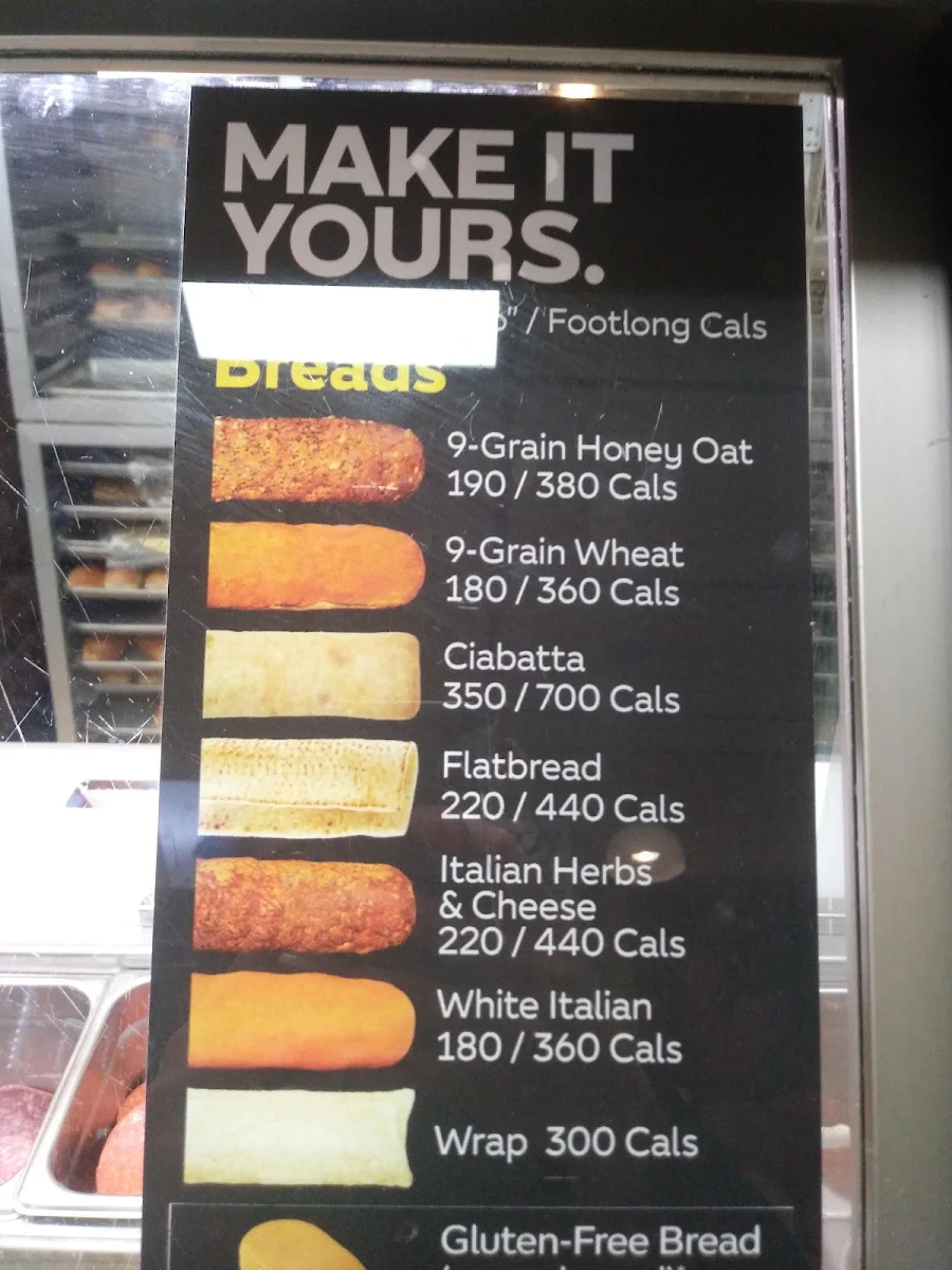 Menu, Subway