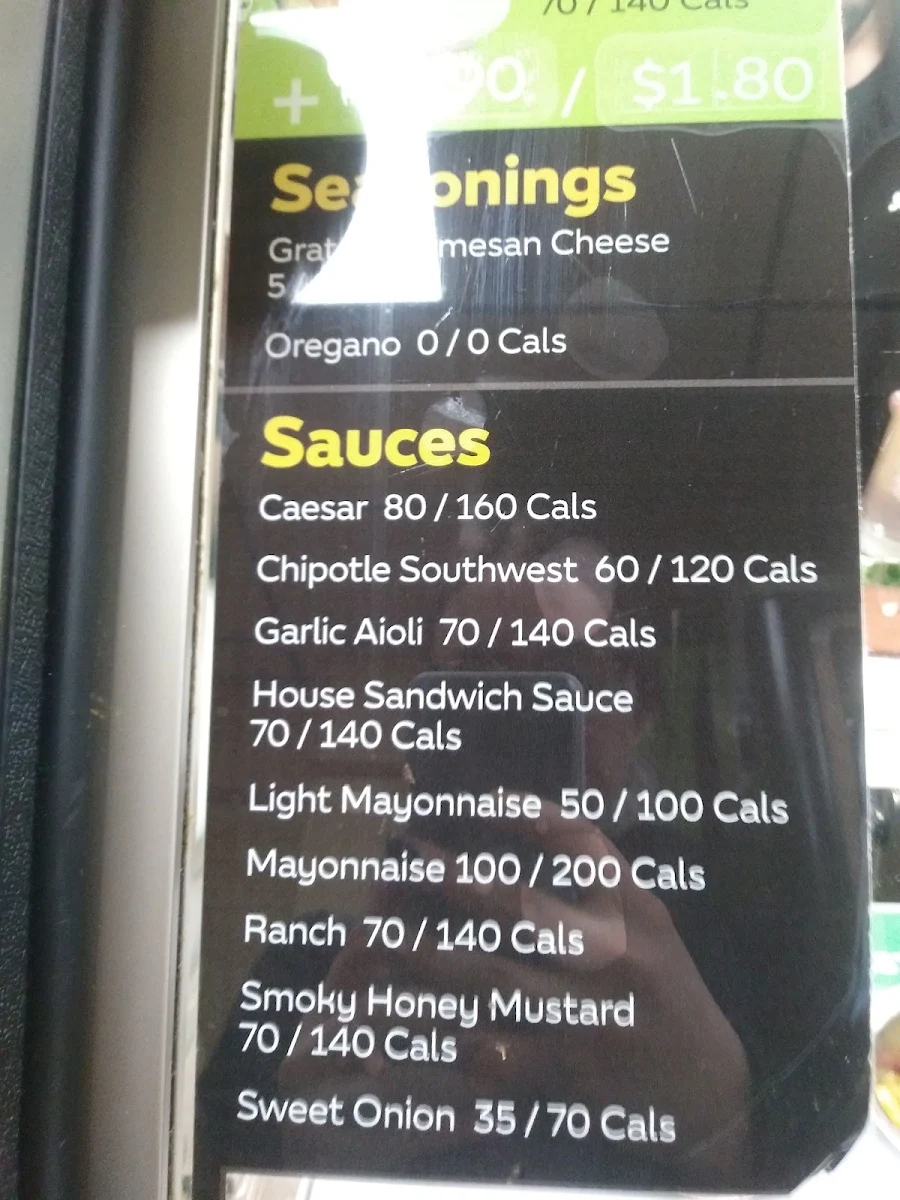 Menu, Subway