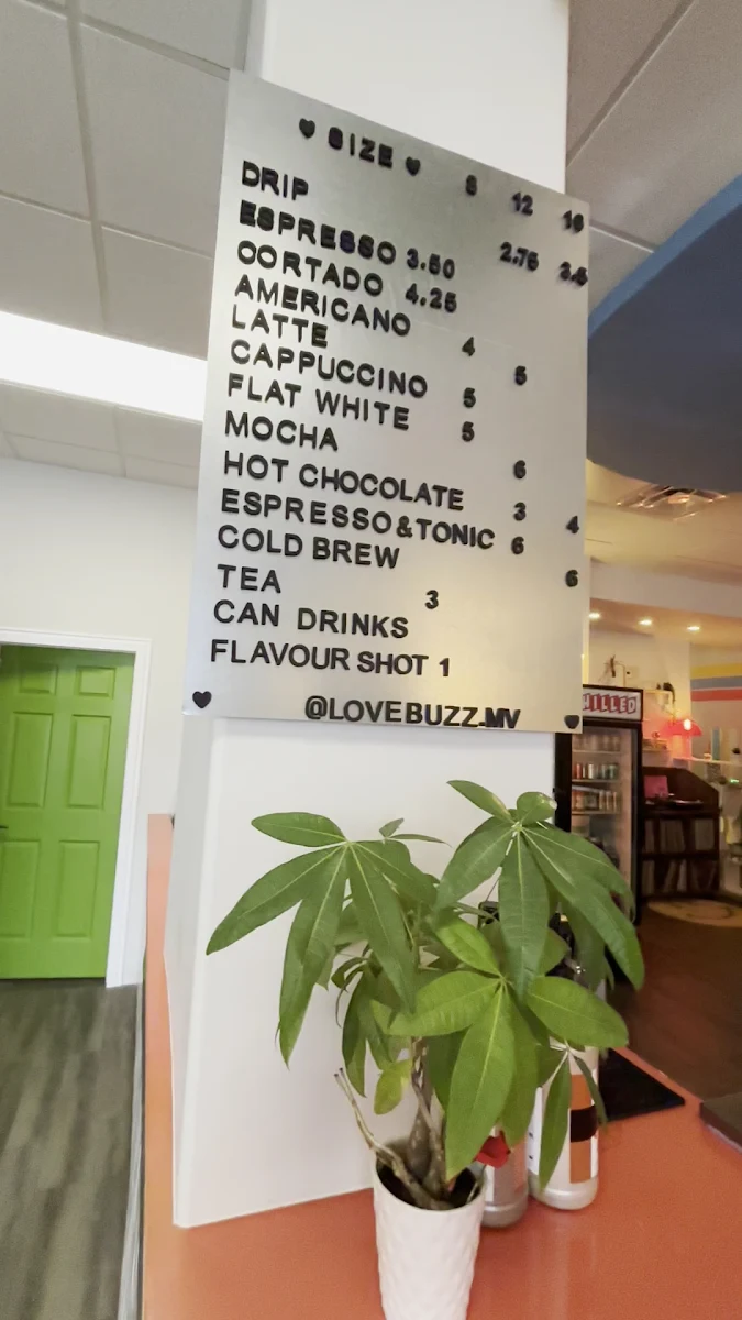 Menu, Love Buzz Coffee