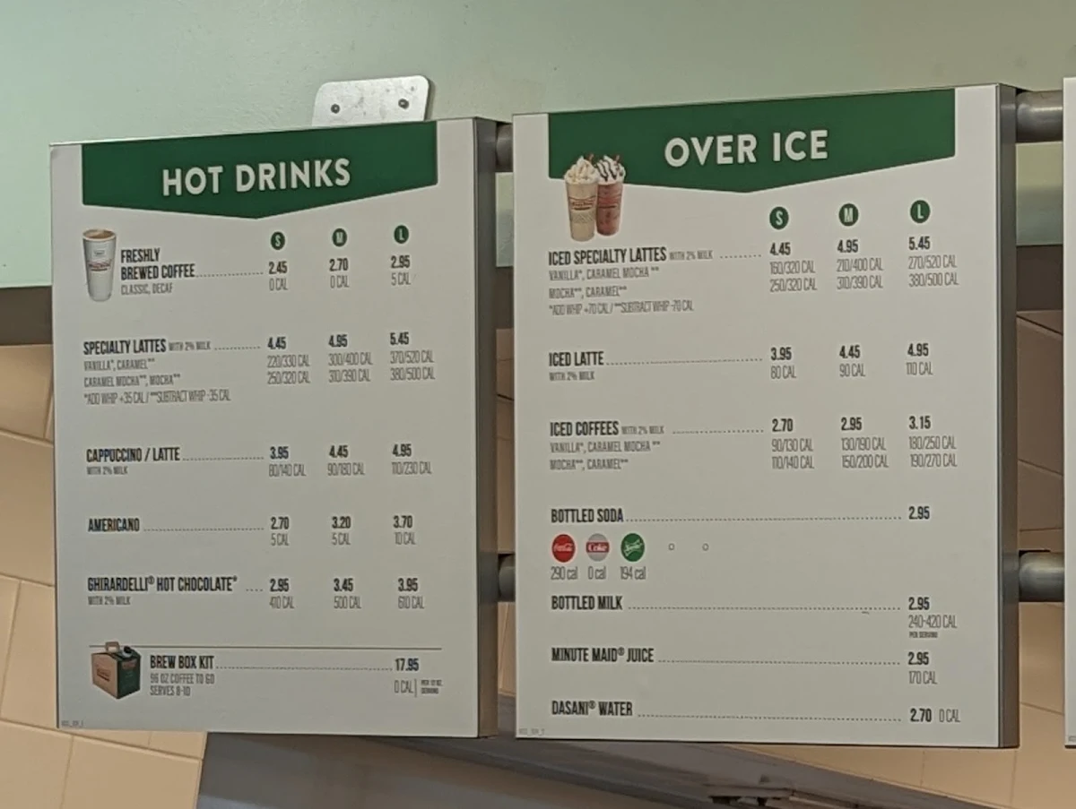 Menu, Krispy Kreme