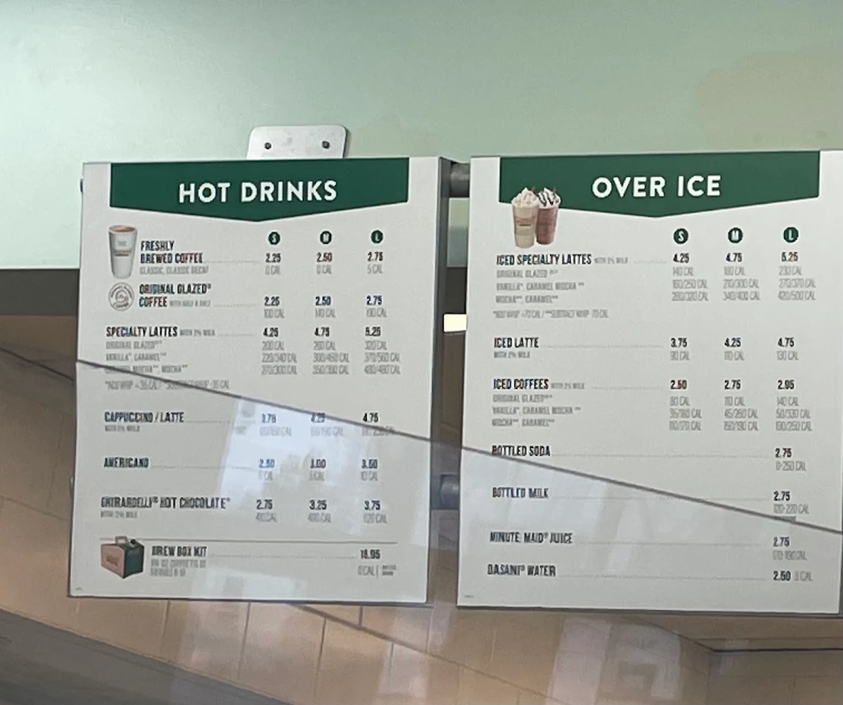 Menu, Krispy Kreme