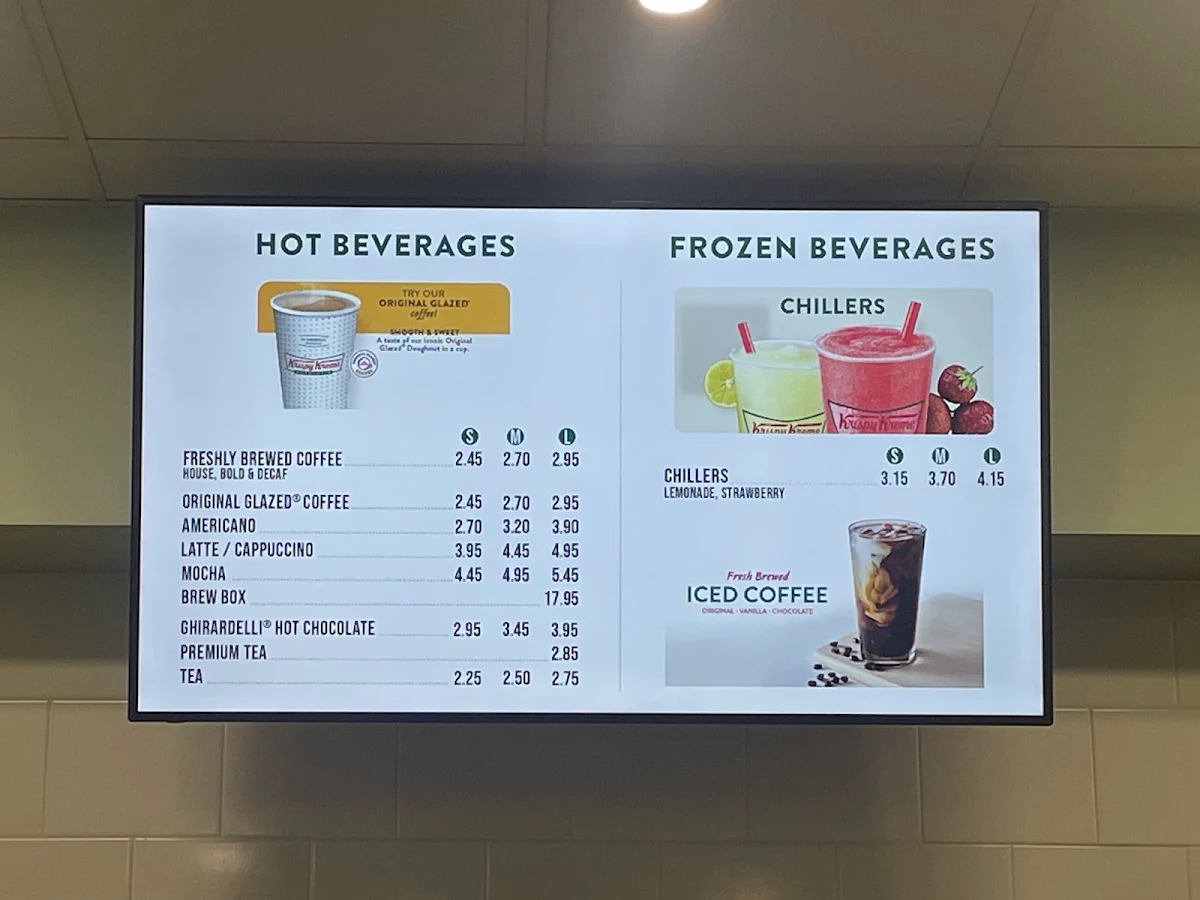 Menu, Krispy Kreme